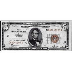 1929 $5 Federal Reserve Bank Note Chicago
