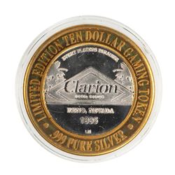 .999 Silver Clarion Hotel & Casino Reno, Nevada $10 Limited Edition Gaming Token