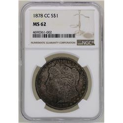 1878-CC $1 Morgan Silver Dollar Coin NGC MS62