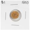 Image 1 : 1853 $1 Liberty Head Gold Dollar Coin