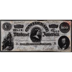 1864 $100 Confederate States of America Note