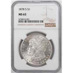1878-S $1 Morgan Silver Dollar Coin NGC MS63