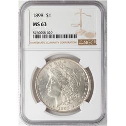 1898 $1 Morgan Silver Dollar Coin NGC MS63