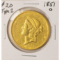 1851-O Type 1 $20 Liberty Head Double Eagle Gold Coin