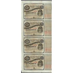 Uncut Sheet of (4) State of Louisiana Baby Bond Obsolete Notes