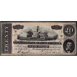 1864 $20 Confederate States of America Note