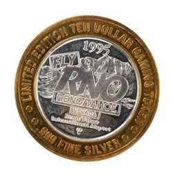 .999 Silver Reno/Tahoe International Airport $10 Casino Limited Edition Gaming Token