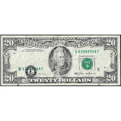 1985 $20 Federal Reserve Note Misaligned Overprint ERROR