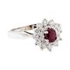 Image 1 : 14KT White Gold 0.60 ctw Diamond and Ruby Ring