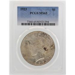 1923 $1 Peace Silver Dollar Coin PCGS MS65