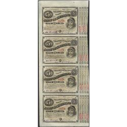 Uncut Sheet of (4) State of Louisiana Baby Bond Obsolete Notes