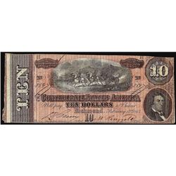 1864 $10 Confederate States of America Note