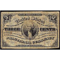 March 3, 1863 Third Issue Three Cent Fractional Currency Note