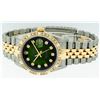 Image 6 : Rolex Mens Two Tone 14K Green Vignette Pyramid Diamond 36MM Datejust Wristwatch