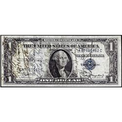 1935A $1 Silver Certificate Short Snorter Signed Note