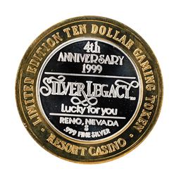 .999 Fine Silver Silver Legacy Reno, Nevada $10 Limited Edition Gaming Token