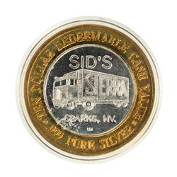 .999 Silver Sierra Sids Sparks, Nevada $10 Casino Limited Edition Gaming Token