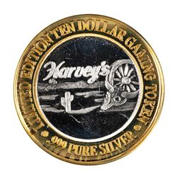 .999 Fine Silver Harveys Resort Lake Tahoe, Nevada $10 Limited Edition Gaming Token