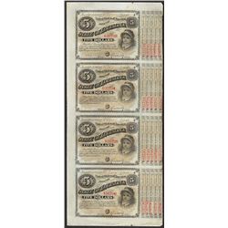 Uncut Sheet of (4) State of Louisiana Baby Bond Obsolete Notes