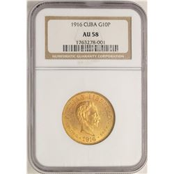 1916 Cuba 10 Pesos Gold Coin NGC AU58