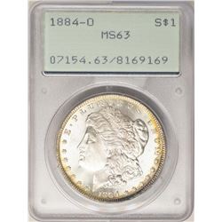 1884-O $1 Morgan Silver Dollar Coin PCGS MS63 Rattler Holder Amazing Reverse Toning