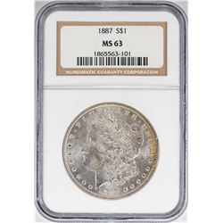 1887 $1 Morgan Silver Dollar Coin NGC MS63 Nice Toning