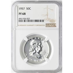 1957 Franklin Half Dollar Coin NGC PF68