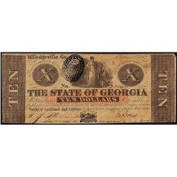 1862 $10 State of Georgia Obsolete Note