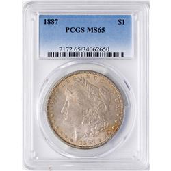 1887 $1 Morgan Silver Dollar Coin PCGS MS65