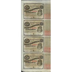 Uncut Sheet of (4) State of Louisiana Baby Bond Obsolete Notes