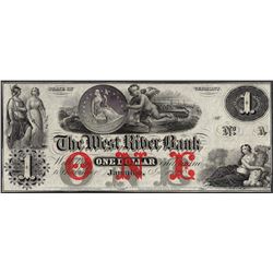 1800's $1 West River Bank Vermont Obsolete Note