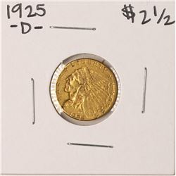 1925-D $2 1/2 Indian Head Quarter Eagle Gold Coin