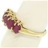 Image 5 : 10k Yellow Gold 1.79 ctw Shared Prong Set Oval Ruby Band Ring w/ Diamond Accents