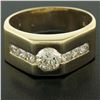 Image 6 : Men's 18K Yellow Gold 1.01 ctw Round Brilliant Cut Solitaire Diamond Band Ring