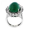 Image 7 : 18K White Gold 17.38 ctw GIA Large Cabochon Emerald & Diamond Oval Cocktail Ring