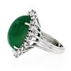 Image 8 : 18K White Gold 17.38 ctw GIA Large Cabochon Emerald & Diamond Oval Cocktail Ring