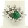 Image 5 : 14K White Gold 1.64 ctw F VS1 Prong Set Rich Green Emerald & Diamond Eye Shape C