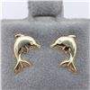 Image 2 : 14K Yellow Gold Dolphin Left And Right Screwback (0.5G) Earrings, Made in Canada, Suggested Retail V