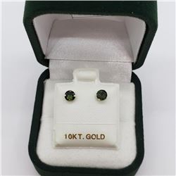 10K Yellow Gold 2 In 1 Green Tourmaline And Fresh Water Pearl (4Mm) Earrings, Made in Canada, Sugges