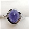 Image 2 : Silver Tanzanite (Cabochon Cut) White Topaz Ring (~Size 7) (~weight 4.5g), Suggested Retail Value $4