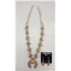Image 2 : Zuni Needlepoint Coral Squash Blossom Necklace with Earrings