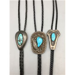 Three Vintage Turquoise Bolos