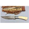 Image 2 : Bone Handled Knife with Fringed Sheath
