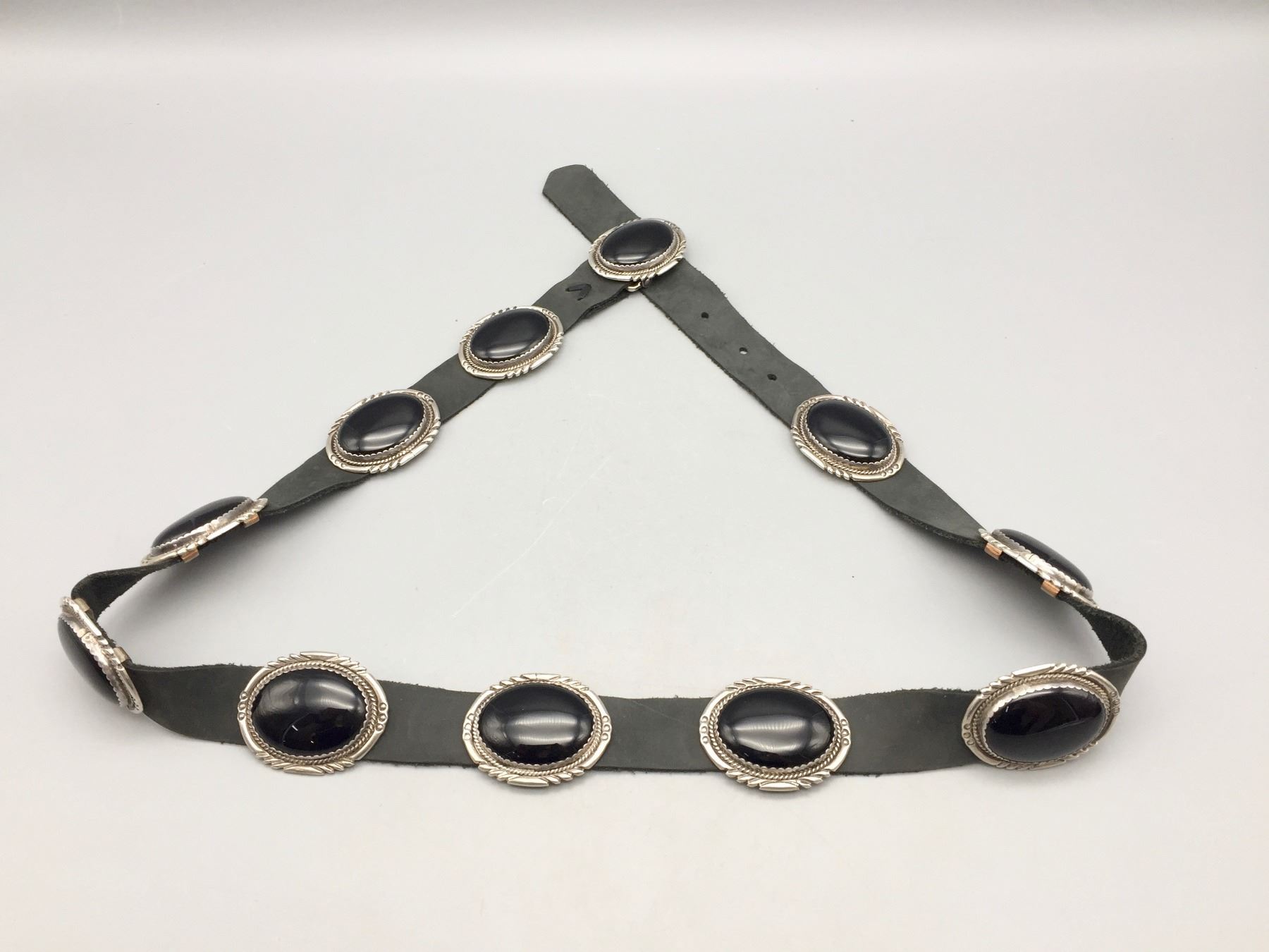 Black Onyx and Sterling Silver Concho Belt