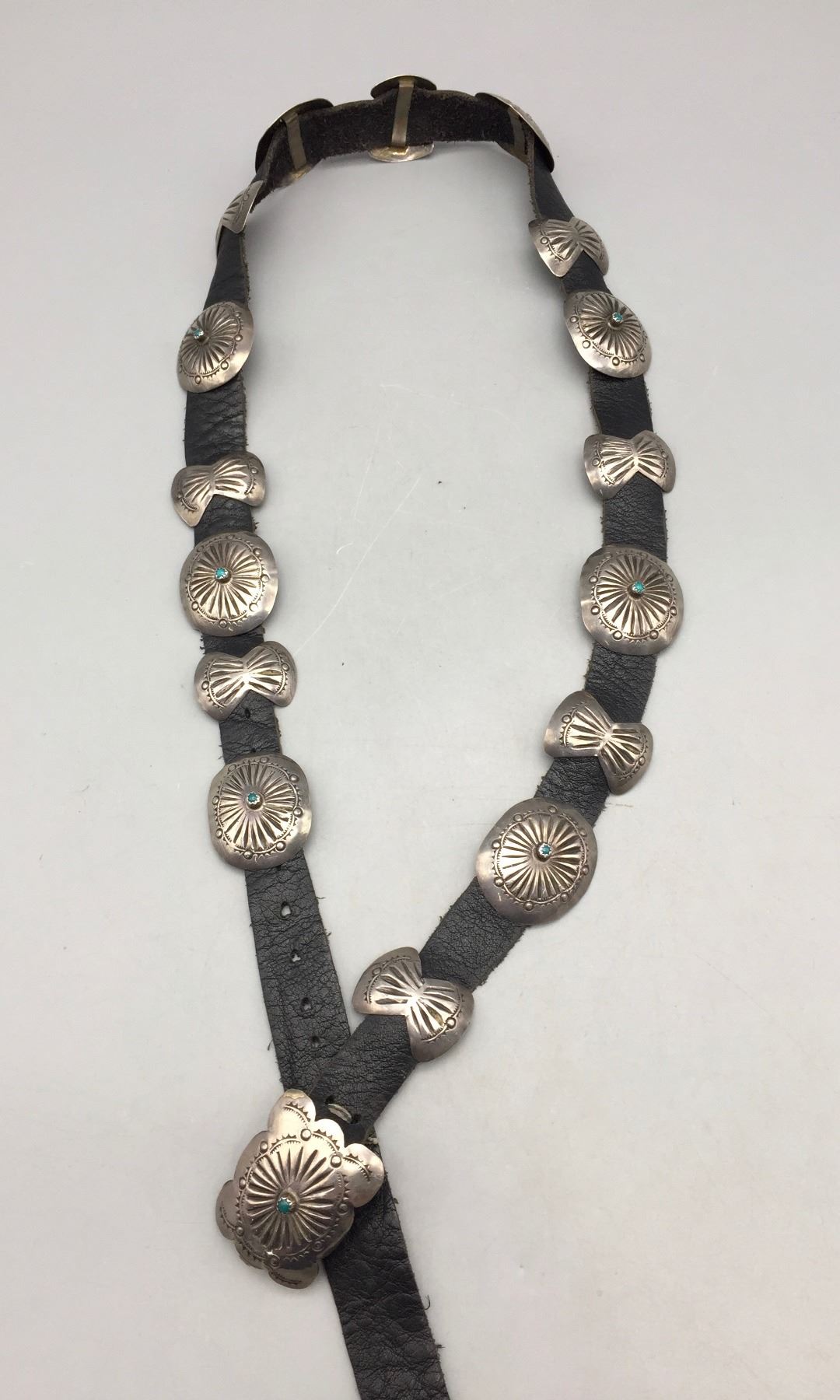 A Nice, Vintage Turquoise & Sterling Silver Concho Belt
