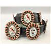 Image 1 : Coral Cabochon and Inlay Concho Belt