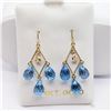 Image 1 : 14K Yellow Gold Blue Topaz(8ct) White Sapphire(0.3ct) Earrings (~weight 2.4g), Made in Canada, Appra