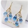 Image 3 : 14K Yellow Gold Blue Topaz(8ct) White Sapphire(0.3ct) Earrings (~weight 2.4g), Made in Canada, Appra
