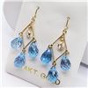 Image 3 : 14K Yellow Gold Blue Topaz(8ct) White Sapphire(0.3ct) Earrings (~weight 2.4g), Made in Canada, Appra