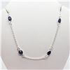 Image 1 : Silver Sapphire(10ct) Necklace (~length 37cm) (~weight 5.34g), Appraised Retail $600 (Estimated Sell